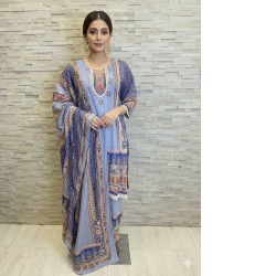 A-line Blue printed Palazzo Set