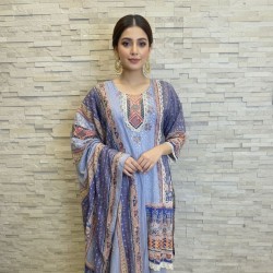 A-line Blue printed Palazzo Set