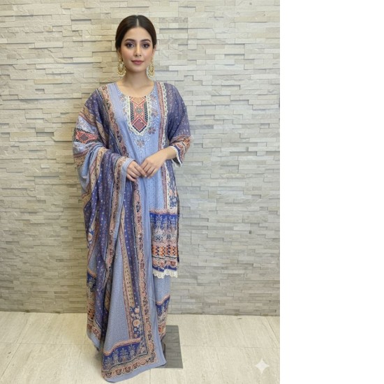 A-line Blue printed Palazzo Set