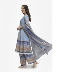 A-line Blue printed Palazzo Set