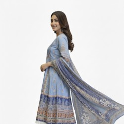 A-line Blue printed Palazzo Set